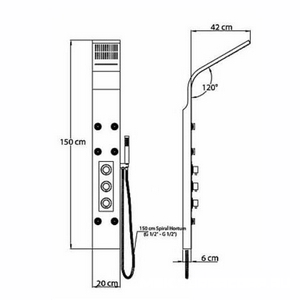 Душевая панель GPD DSP06, нержавеющая сталь / дерево, цв. коричневый ZZ GPD Atros DSP06