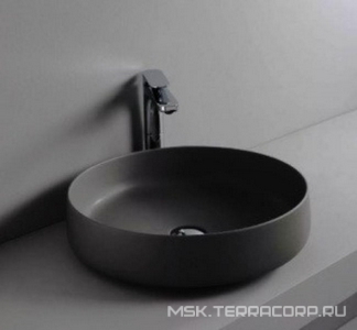 Раковина накладная на столешницу, круглая d48хh12,5см, без отв.д/смесит., без перелива, (цв. matt black),  ZZ ArtСeram Cognac COL002 17;00