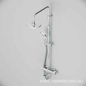 Душевая стойка с изливом и термостатом (душевой шланг, ручной + верхний душ) цв.хром AMPM X-Joy F0785A500