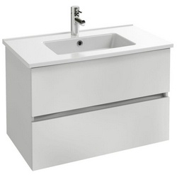 Тумба подвесная TOLBIAC под раковину, 2 ящика /80/(белый глянцевый) (БЕЗ раковины) ZZ