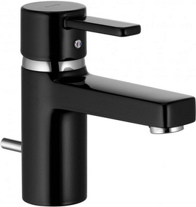 Смеситель для раковины, однорычажный, с дон. клап., гибк.подвод., черный-хром XX Kludi Zenta 382508675