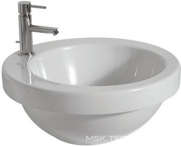 Раковина встраиваемая в столешницу сверху, круглая d500хh60(200)мм, с 1 отв.д/смесит., без перелива,  ZZ Globo Band SAP50.BI