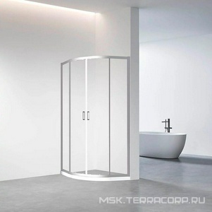 Душевой уголок 800x800x1950 раздвижной полукруглый, стекло-прозрачное, профиль- хром, ZZ Veconi RV RV01-80-01-C7