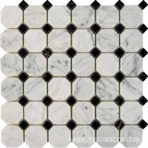 Мозаика 209 Bianca Carrara Nero Marquina (чип 48x48) 30,5х30,5 Мастера Керамики Glass 209