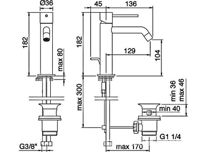 Смеситель для раковины, излив h104мм, с д/к, (цв. oxidized), UP ZZ 3M Up 5710 KK