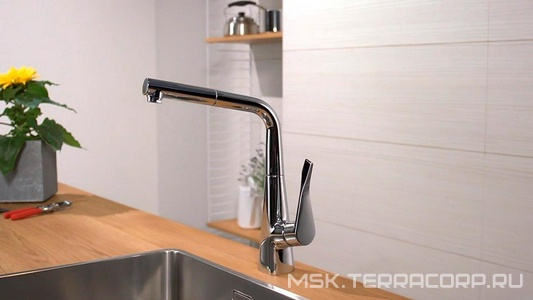 Смеситель для кухни, 320, с вытяжным душем, 1jet, (цв.хром),  M71 ZZ Hansgrohe Metris Select 14884000