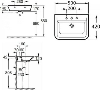 Раковина   50x42 см., белая, крепеж в комплекте ZZ Roca Gap 327476000
