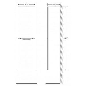 Шкаф подвесной с двумя распашными дверцами, ПЕТЛИ СЛЕВА, две полки внутри, 400х300хh1500мм, (цв.Rovere Moro),  ZZ BelBagno Marino FLY-MARINO-1500-2A-SC-RW-P-L