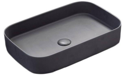 Раковина накладная на стол, прямоугольная 60х40хh12,5мм, без отв.д/смес, без перелива и пробки слива, (цв.Basalto),  ZZ Ceramica Cielo Shui Comfort SHCOLAR60 (BA) Le Terre di Cielo
