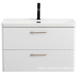 База под раковину подвесная с двумя выкатными ящиками, 800х422х500мм, без ручек и раковины, (цв.Bianco Lucido), Due ZZ