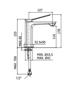 Смеситель для раковины, без д/к, (цв.белый матовый),  ZZ Paffoni Tilt TI071BO