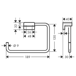 Полотенцедержатель полукольцо 189мм, (цв.черный матовый),  ZZ Hansgrohe AddStoris 41754670