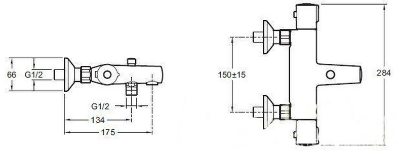Смеситель для ванны и душа c термостатом, с установ.комплектом, БЕЗ аксессуаров Jacob Delafon July E45714-CP