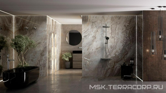 Смеситель-термостат для душа, со стационарным верхн.душем 30см., душевая лейка, шланг в компл., (цв.вороненая сталь),  Vincea Inspire VSFS-3I12TGM