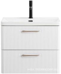 База под раковину подвесная с двумя выкатными ящиками, 600х423х500мм, без ручек и раковины, (цв.Bianco Lucido), Due ZZ