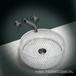 Раковина накладная 400х400х125мм, без отверстия для смесителя, без перелива, (стекло цв.прозрачный), Vincea ZZ Vincea Раковины VBS-5GL01