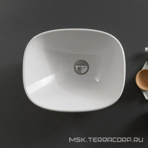 Раковина встраиваемая в столешницу сверху, прямоугольная 450х370хh130мм, без отв.д/смесит., с переливом,  ZZ Globo Stockholm LA045.BI