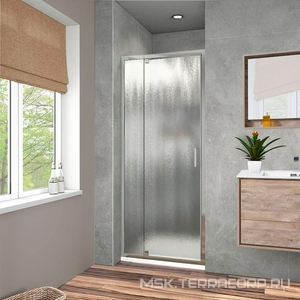 Дверь для душа в нишу, 900-1000хh1900мм, распашная с неподв.сегментом, правая/левая, (стекло 6мм, шиншила, фурн.цв.хром),  ZZ Vincea Intra VDP-1I9010CH