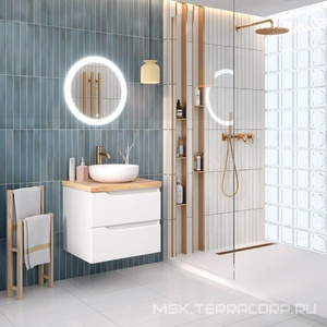 Тумба подвесная 60 см, 2 выдвижных ящика, без столешницы и раковины (любая накладная), цвет белый Aqua de Marco Nordic 2060CNOR\H\R