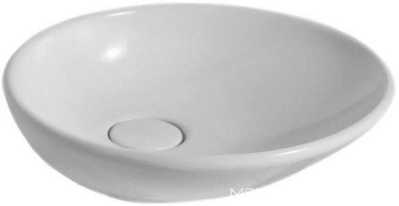 Раковина накладная на столешницу, круглая d500хh140мм, без отв.д/смесит., без перелива, керамическая пробка слива в компл., Lavabo da appoggio ZZ Globo Lavabo da Appoggio LAT50.BI