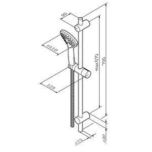 Душевой набор  (1 ф-ция d 110 мм, штанга 700, шланг 1 750 мм., крепления в компл ), цв. хром AMPM Gem F0190000