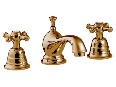 Смеситель для раковины на 3 отв. низкий излив, с д/к, (цв.бронза),  ZZ 3M Old italy 4410 UU