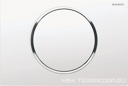 Клавиша одинарного смыва, смыв/стоп, (панель и клавиша цв.белый, кольцо глянцевый хром, пластик), Sigma10 ZZ Geberit Sigma 10 115.758.KJ.5