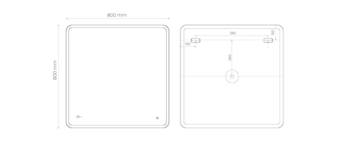 Зеркало квадратное 800х800 мм с подсветкой и без подогрева, VENECIA (Venezia Lux) ZZ KVV Venecia VNL8080WH