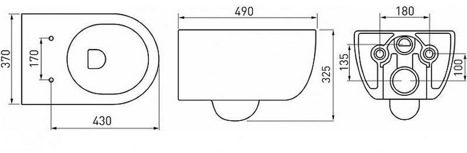 Комплект : инсталляция NOVUM для подвесного унитаза+ клавиша O1 белая глянец+ подвесной унитаз, безободковый, с сиденьем микролифт ZZ Berges Vita 043379