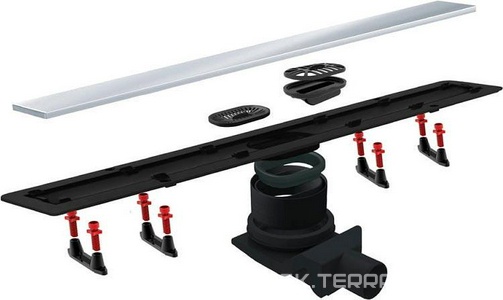 Дренажн.канал 850мм, готов.компл, сифон d50 вых.вбок,48л/мин, затвор(сухой/гидро), мин h монтаж 62мм, 2х стор.вставка цв.матов хром/под плитку, CFL Pestan Confluo Frameless Line 13701233-New