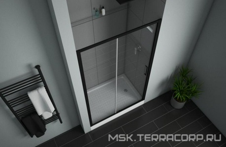 Душевая дверь в нишу Bravat , раздвижная, 120х200х59.7, стело прозрачное, профиль черный ZZ Bravat Blackline BD120.4101B