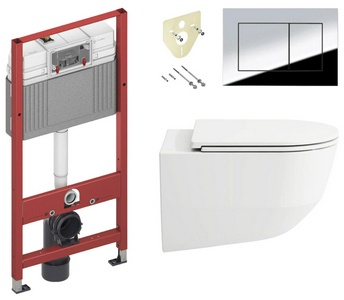 Комплект 6 в 1: унитаз подвесной, сиденье с микрол, инсталляция для подв.унитаза, крепёж, клавиша смыва цв.хром, , Laufen Pack Pro ZZ Tece TECEbase 8.6996.6.940.041.2 (8.2096.6.000.000.1+8.9896.6+9400412)