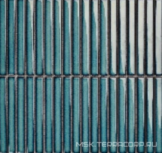 Мозаика Porcelain Mosaic Strip Mosaic 1.5х14.5 Y15FW26 Голубой глянцевый 29.4х31.3