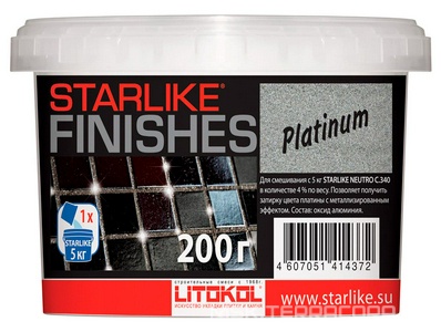Добавка д/затир. Starlike PLATINUM - платинового цвета 0,2 кг. ZZ Litokol Starlike Finishes PL025