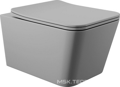 Унитаз подвесной 520х370мм, безободковый, сиденье с микролифтом, крепёж в компл., (цв.серый матовый),  Aqueduto Macio MAC0130