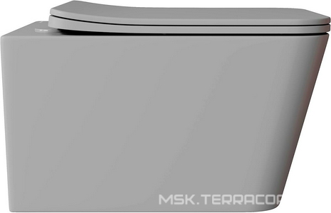 Унитаз подвесной 520х370мм, безободковый, сиденье с микролифтом, крепёж в компл., (цв.серый матовый),  Aqueduto Macio MAC0130