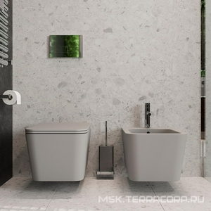 Унитаз подвесной 520х370мм, безободковый, сиденье с микролифтом, крепёж в компл., (цв.серый матовый),  Aqueduto Macio MAC0130