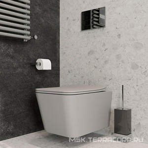 Унитаз подвесной 520х370мм, безободковый, сиденье с микролифтом, крепёж в компл., (цв.серый матовый),  Aqueduto Macio MAC0130