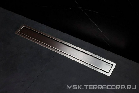 Дренажный канал 950хh71/117мм,готовый компл,сифон d50 выход вбок 48л/мин,ножки, 2х сторон.решётка/полая под плитку (цв.мат.хром), Confluo PL ZZ Bettoserb Confluo Frameless Line 13100007-NEW