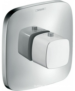 Термостат High Flow (встраиваемый, наружная часть, БЕЗ скрытой части арт.01800180, расход воды более 59л/мин), (цв.белый/хром), Ecostat S XX Hansgrohe PuraVida 15772400