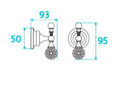 Крючок (цв. хром, Swarovski),  Cezares Olimp OLIMP-HK-01-Sw