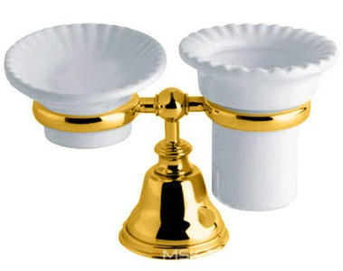 Мыльница и стакан настольные (цв.,золото/керамика)  ZZ TW Collection Harmony TWHA141oro
