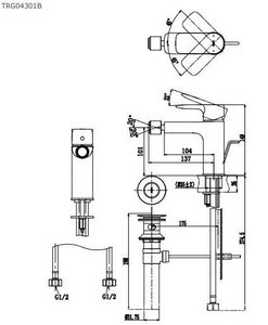 Смеситель для биде, с д/к, (цв.хром),  ZZ Toto MH TRG04301R