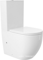 Унитаз-компакт напольный, безободковый, смыв Tornado, с бачком, 610х360мм, сиденье с микролифтом, крепеж в компл, (цв.белый глянц.), Ovo Plus ZZ