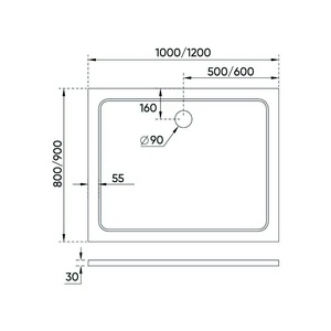 Поддон душевой 1000x900x30 мм, материал-искусственный мрамор ZZ Veconi TZ TZ09-10090PR-01-19C3