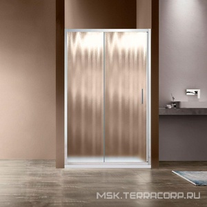 Дверь для душа, в нишу 1350хh1900мм, раздвижная, 1 дверь, 1 неподв.секция, правая/левая, (стекло шиншила 6мм, фурн.цв.хром),  ZZ Vincea Garda VDS-1G135CH