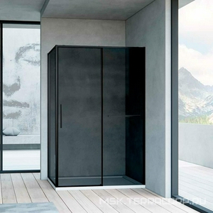 Душевой уголок 1200х900хh2000мм, прямоуг., правый/левый, (стекло тонированное 6мм Easy Clean, фурн.цв.черный матовый),  ZZ Vincea Slim Soft VSR-1SS9012CGB