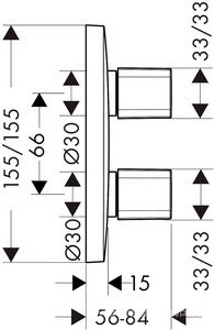 Запорно-переключающий вентиль iControl, СМ, 3/4’, на 3 потребителя, внешняя часть круглая, без скрытой арт.01800180, (цв.хром),  ZZ Hansgrohe PuraVida 15777000