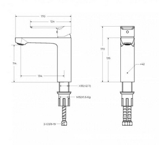 Смеситель для раковины, с д/к, (цв.брашированное золото),  ZZ Cezares Stylus STYLUS-LS-BORO