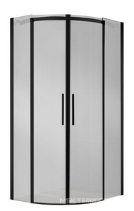 Душевое ограждение 1000x1000х1950мм, 2 раздвижных двери, 2 неподвижных секции, (стекло прозрачн.8мм, фурн.цв.черный), Acqua ZZ BelBagno ACQUA ACQUA-R-2-100-C-Nero